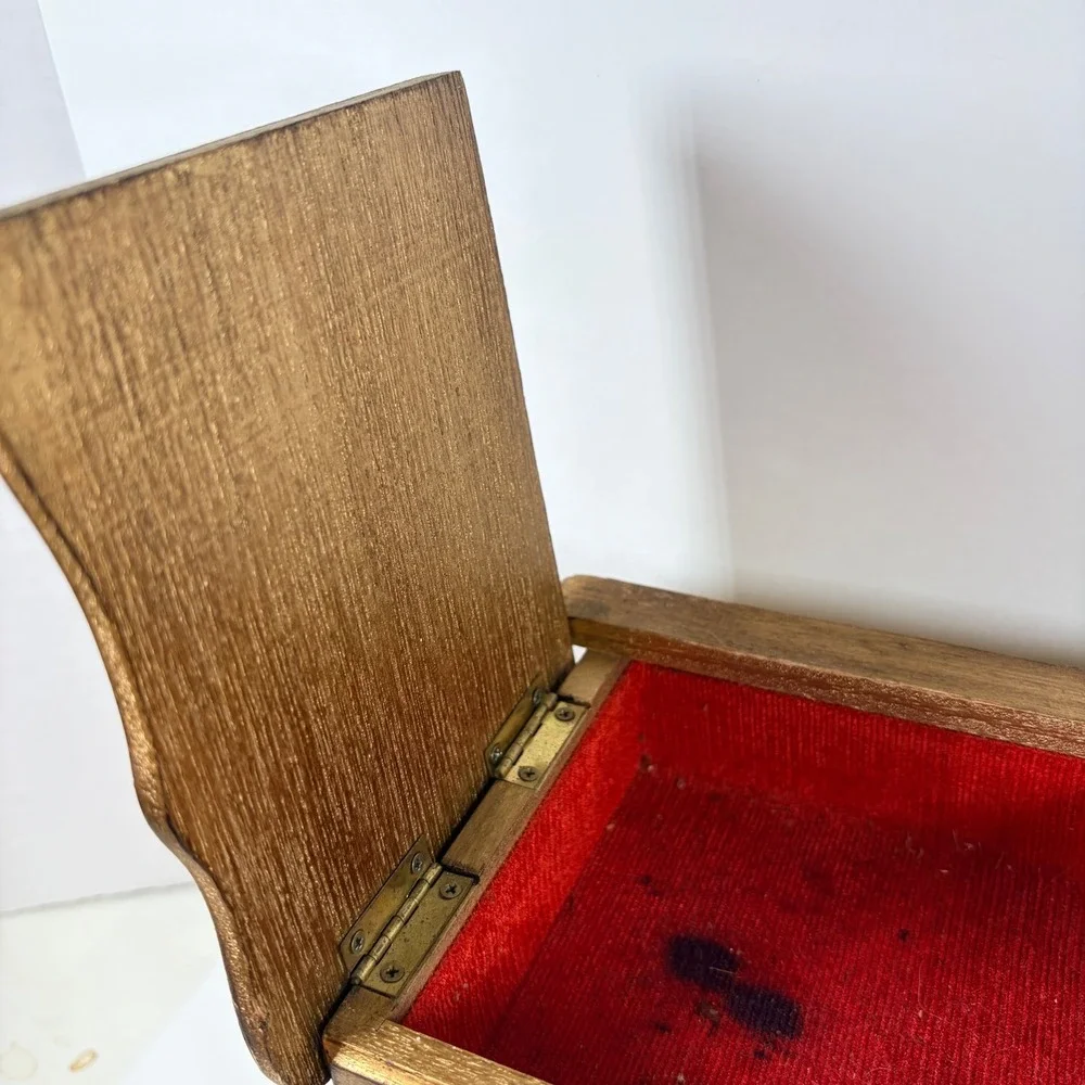 1970s Florentine Style Wooden Music Jewelry Chest Box Japan Love Story
